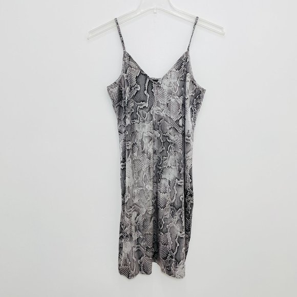 White House Black Market Women's Dress 4 Wrap Midi Snake Gray Sleeveless Hi Low - Picture 10 of 15